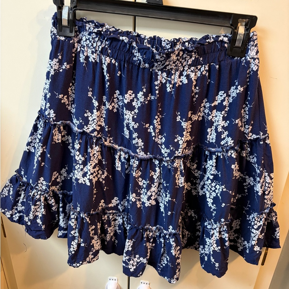 Ava Christine Floral Navy Blue Skirt